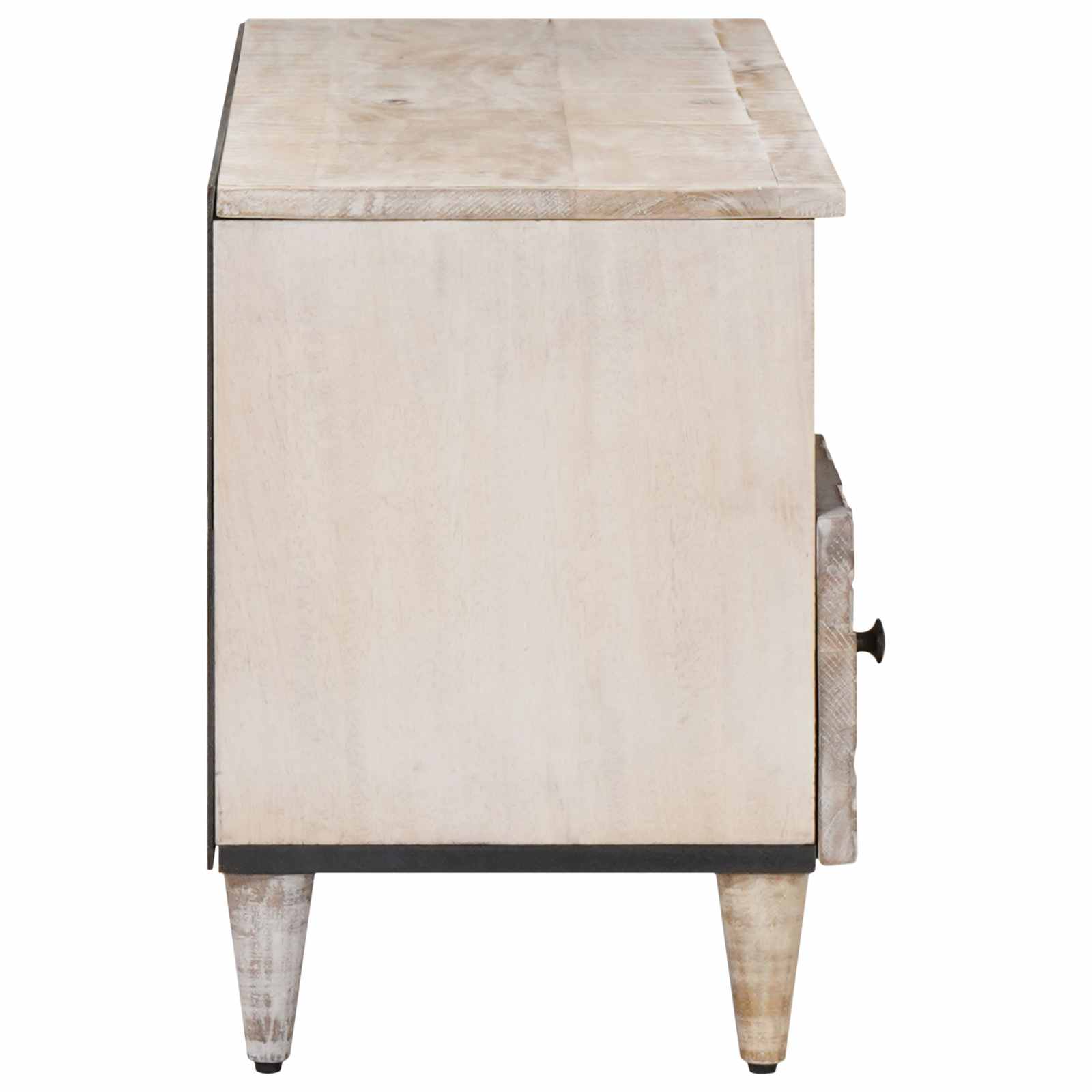 TV-kast met lade Wit 100 x 33,5 x 46 cm Massief Mango Hout image 4