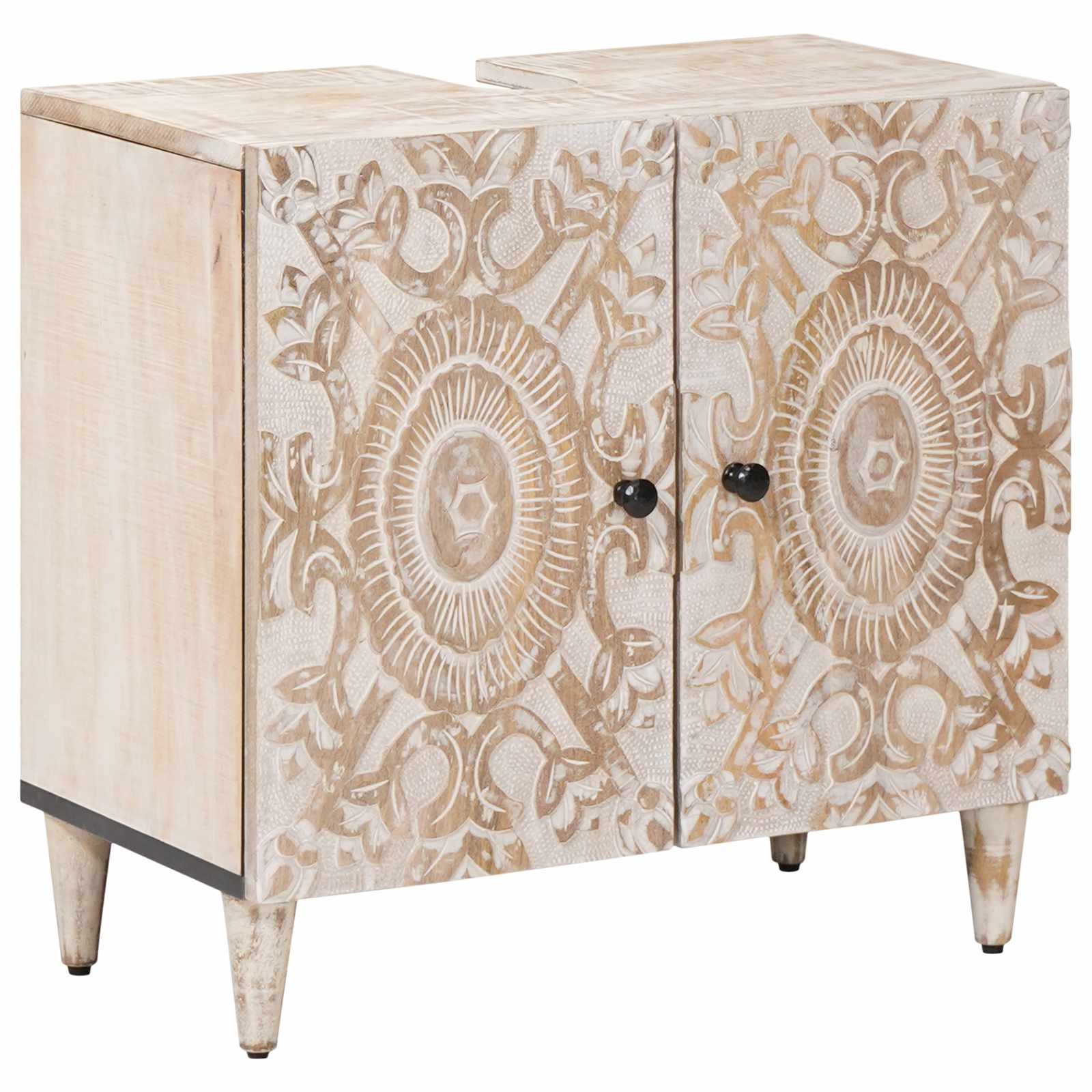 Badkamer wastafelkast Wit 62 x 33 x 58 cm Massief Mango Hout image 1