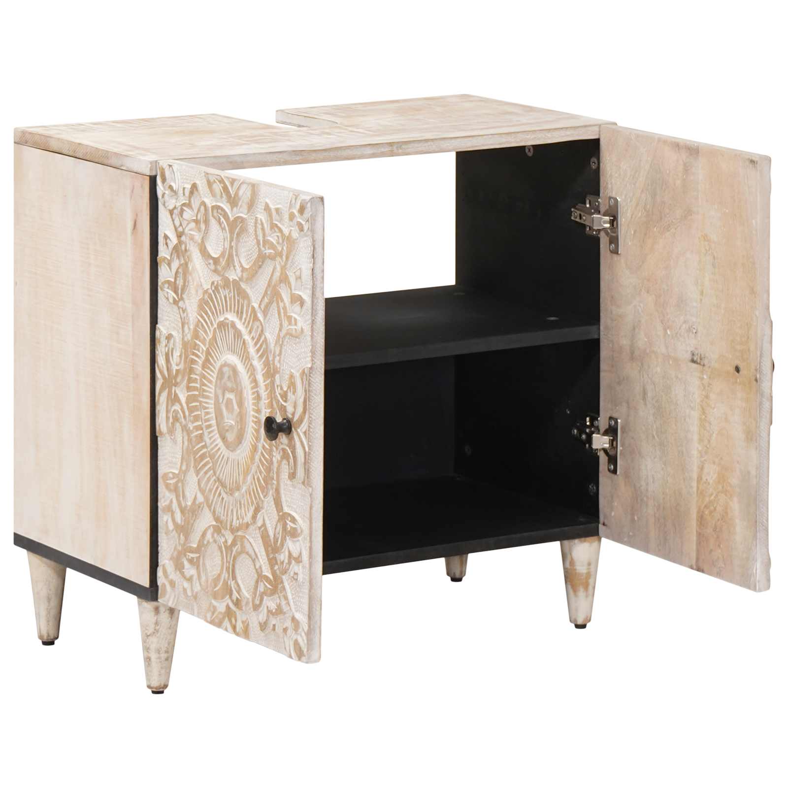 Badkamer wastafelkast Wit 62 x 33 x 58 cm Massief Mango Hout image 2