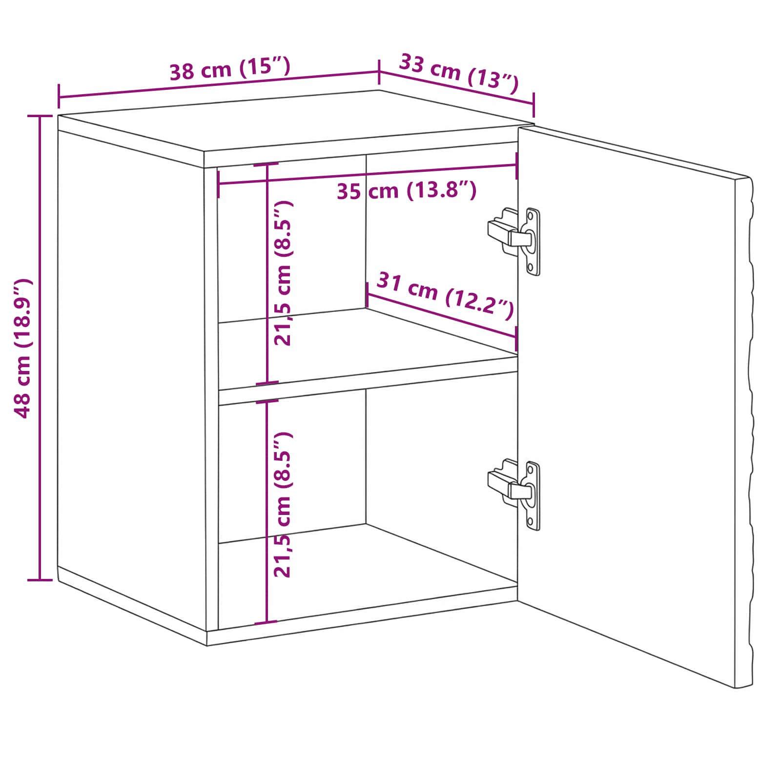 Badkamer Hangkast Wit 38 x 33,5 x 48 cm Massief Mango Hout image 11