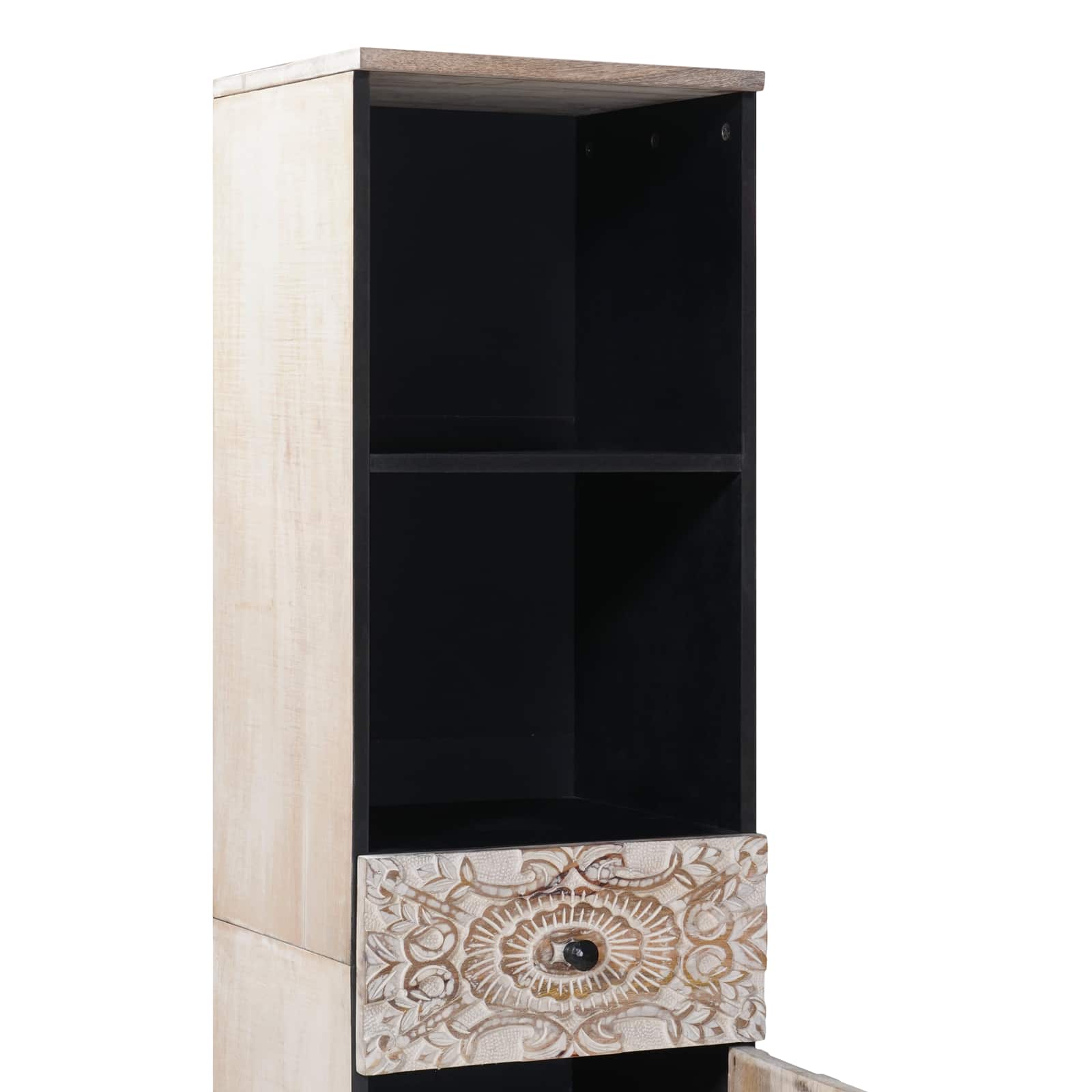 Badkamerkast met lade Wit 38 x 33,5 x 160 cm Massief Mango Hout image 6