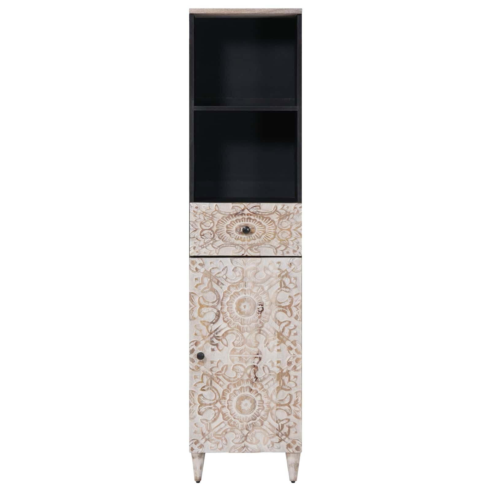 Badkamerkast met lade Wit 38 x 33,5 x 160 cm Massief Mango Hout image 3