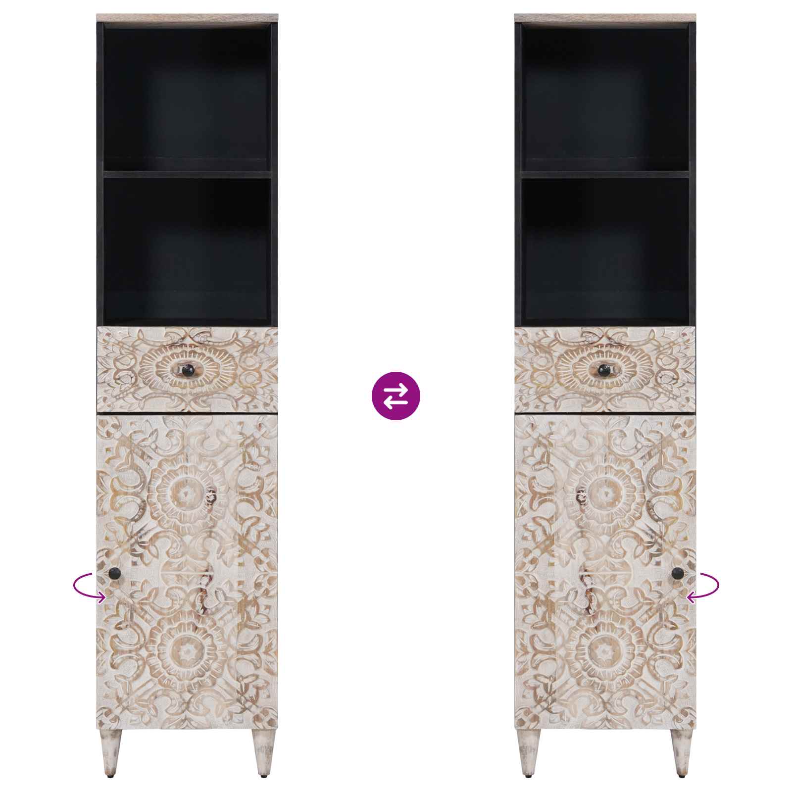 Badkamerkast met lade Wit 38 x 33,5 x 160 cm Massief Mango Hout image 10