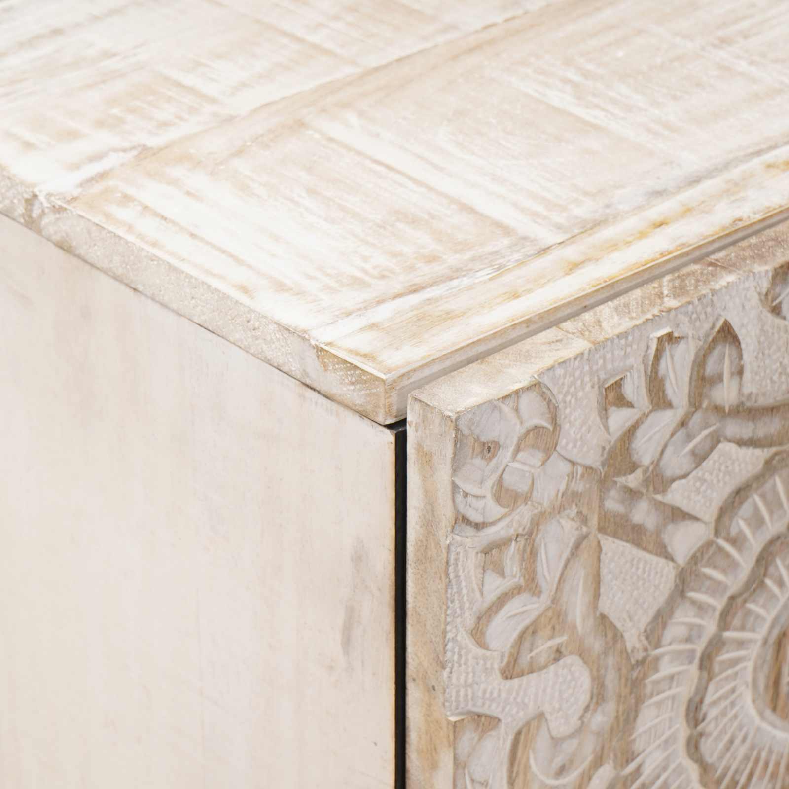 Dressoir met opslag Wit 40 x 33,5 x 75 cm Massief Mango Hout image 6