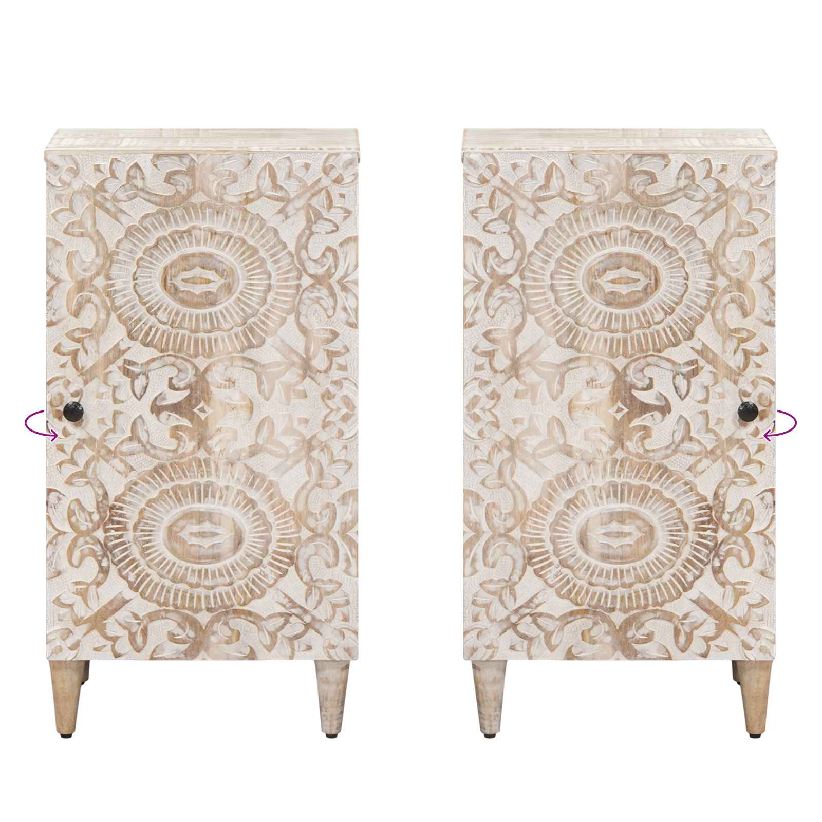 Dressoir met opslag Wit 40 x 33,5 x 75 cm Massief Mango Hout image 10