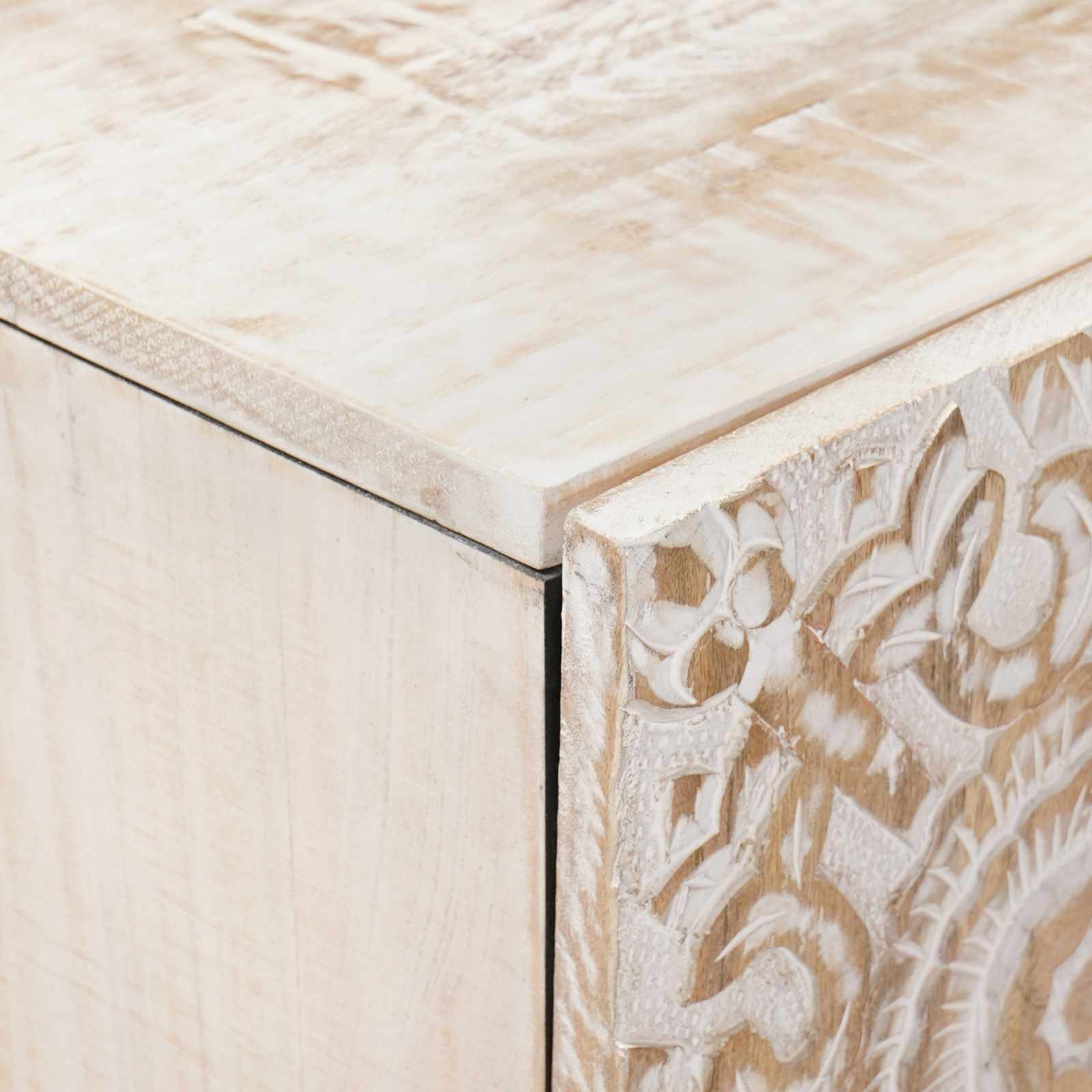 Dressoir met opslag Wit 60 x 33,5 x 75 cm Massief Mango Hout image 6