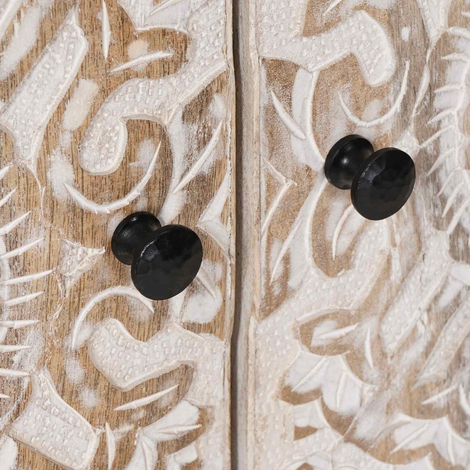 Dressoir met opslag Wit 60 x 33,5 x 75 cm Massief Mango Hout image 7