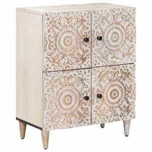 Strani šal z vrati Bela 60 x 33,5 x 75 cm Masiven les manga