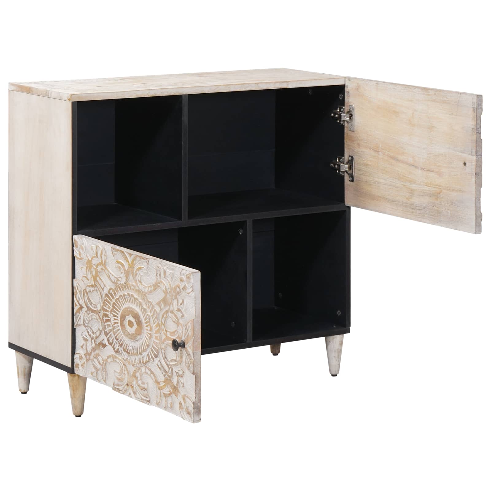 Thumbnail - vidaXL Sideboard mit Speicher Weiß 80 x 33,5 x 75 cm Massivholz Mango