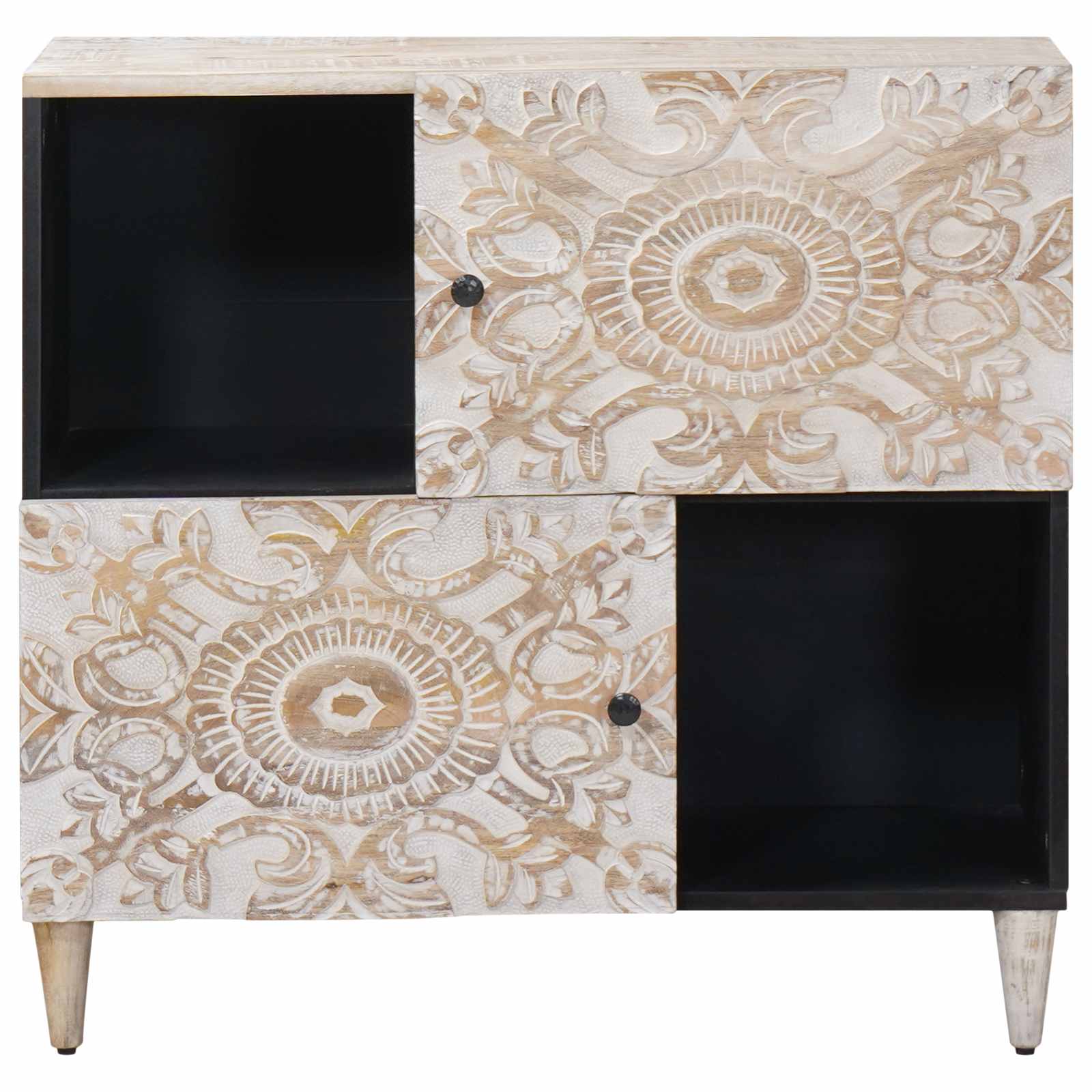 Thumbnail - vidaXL Sideboard mit Speicher Weiß 80 x 33,5 x 75 cm Massivholz Mango