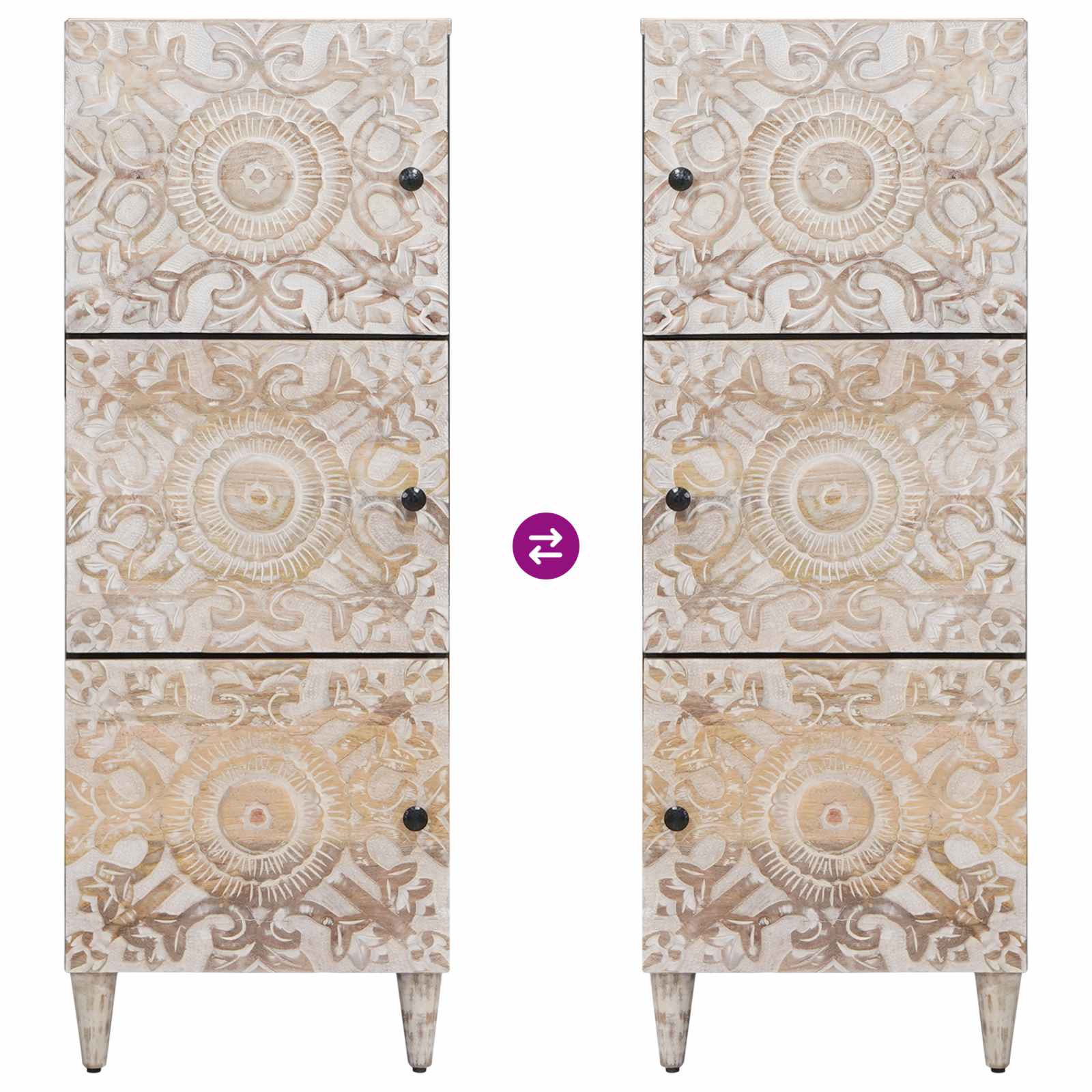 Visoka omara z vrati Bela 40 x 33,5 x 110 cm Masiven les manga - slika 10