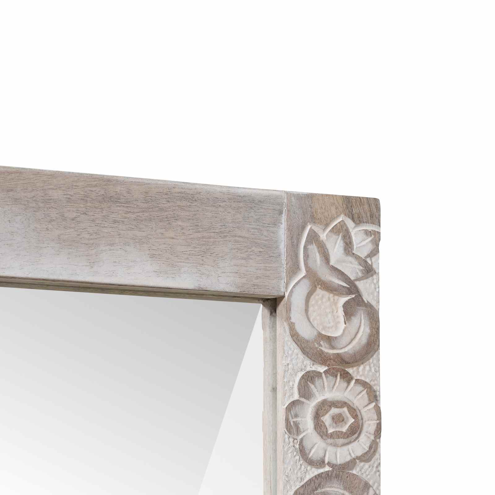 Kylpyhuoneen peili Valkoinen 70 x 50 x 2,5 cm Kiinteä mango puu - Image 4