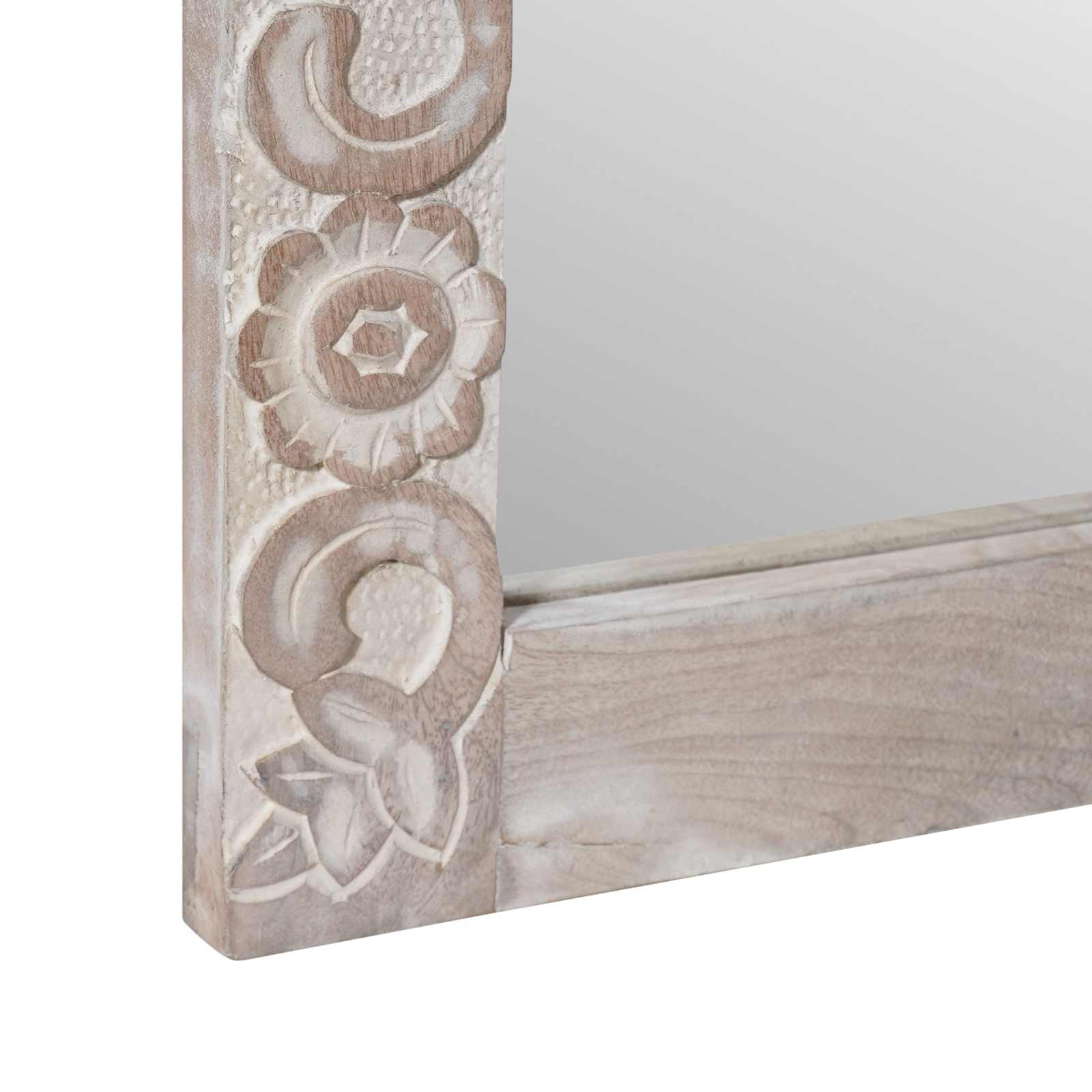 Kylpyhuoneen peili Valkoinen 70 x 50 x 2,5 cm Kiinteä mango puu - Image 5