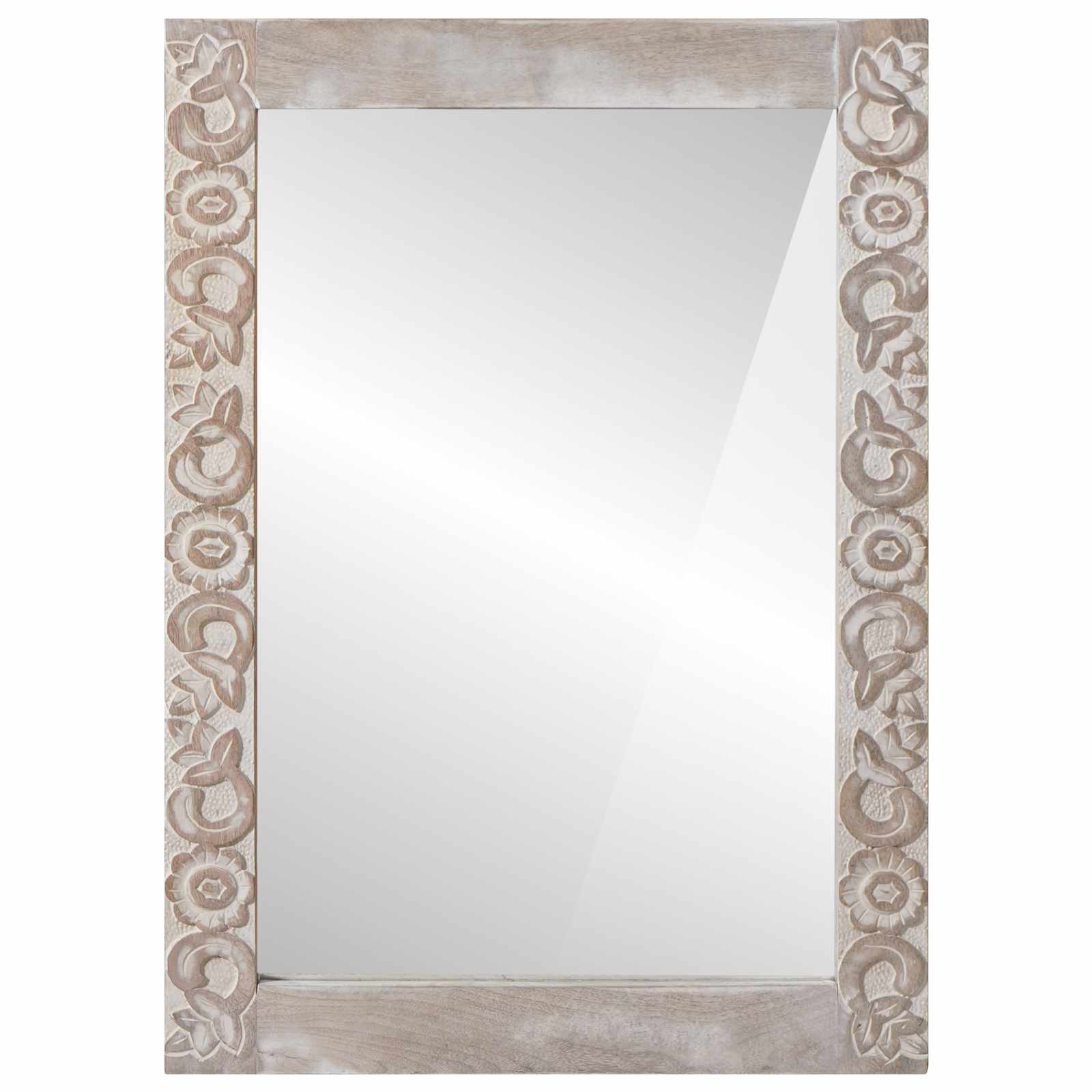 Kylpyhuoneen peili Valkoinen 70 x 50 x 2,5 cm Kiinteä mango puu