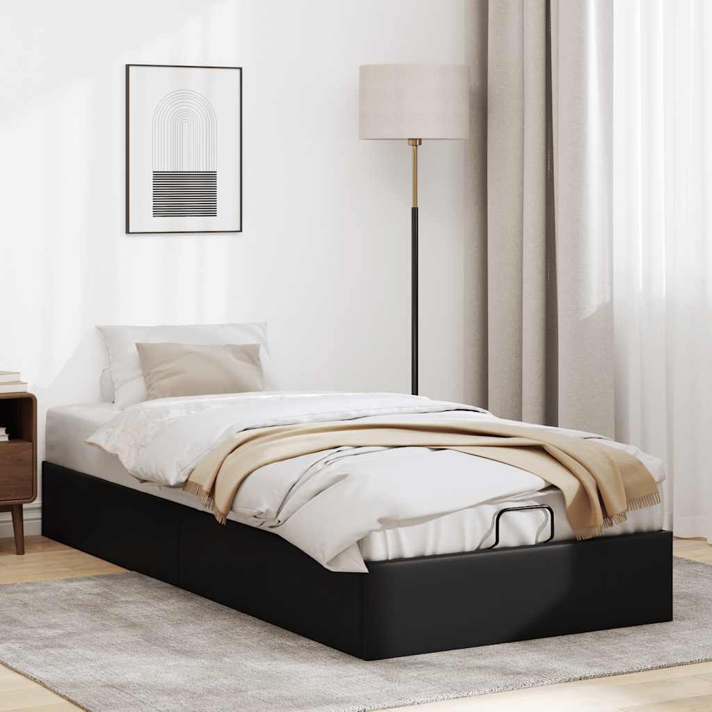 Ottoman-Bett ohne Matratze Schwarz 80×200 cm Kunstleder