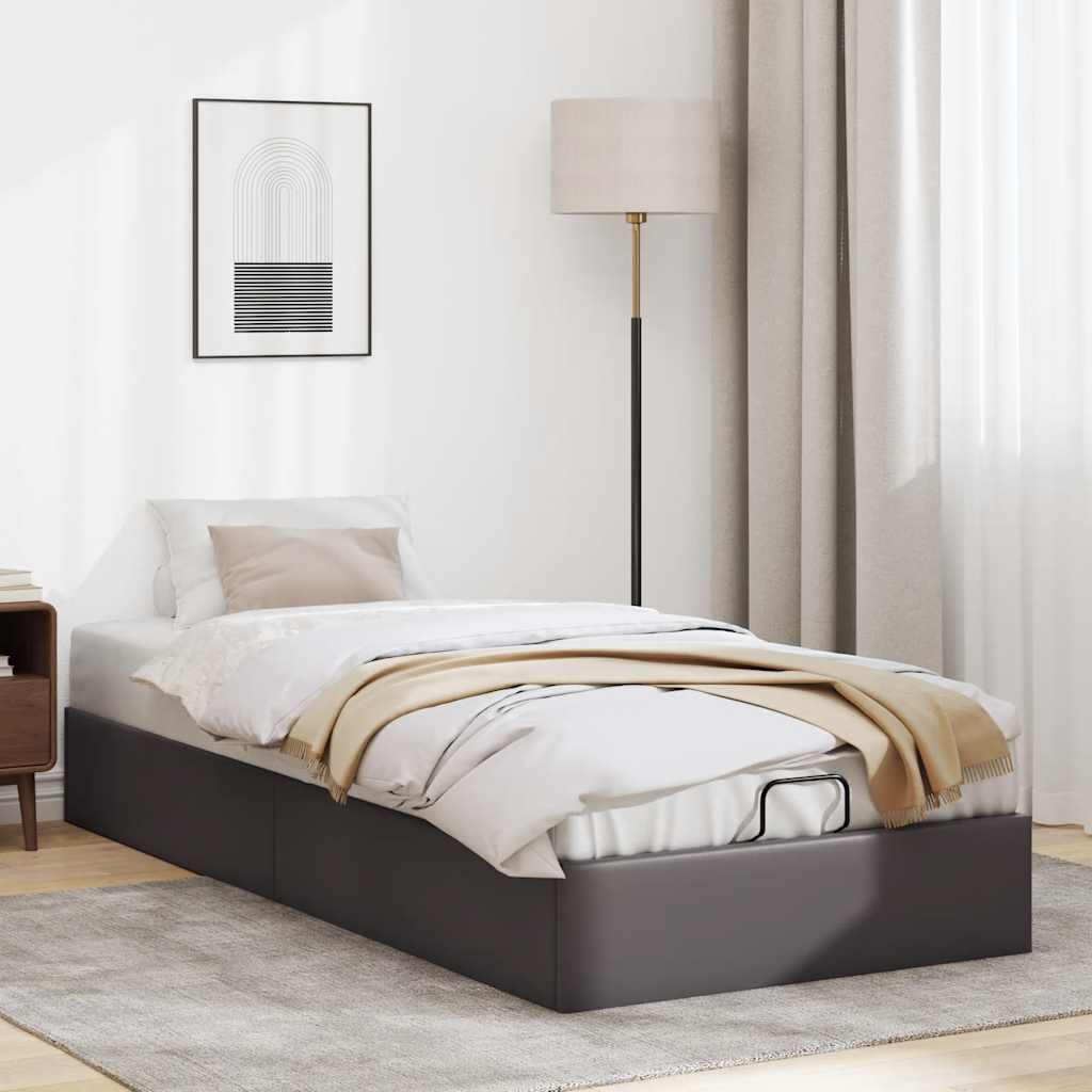 Ottoman-Bett ohne Matratze Grau 80×200 cm Kunstleder