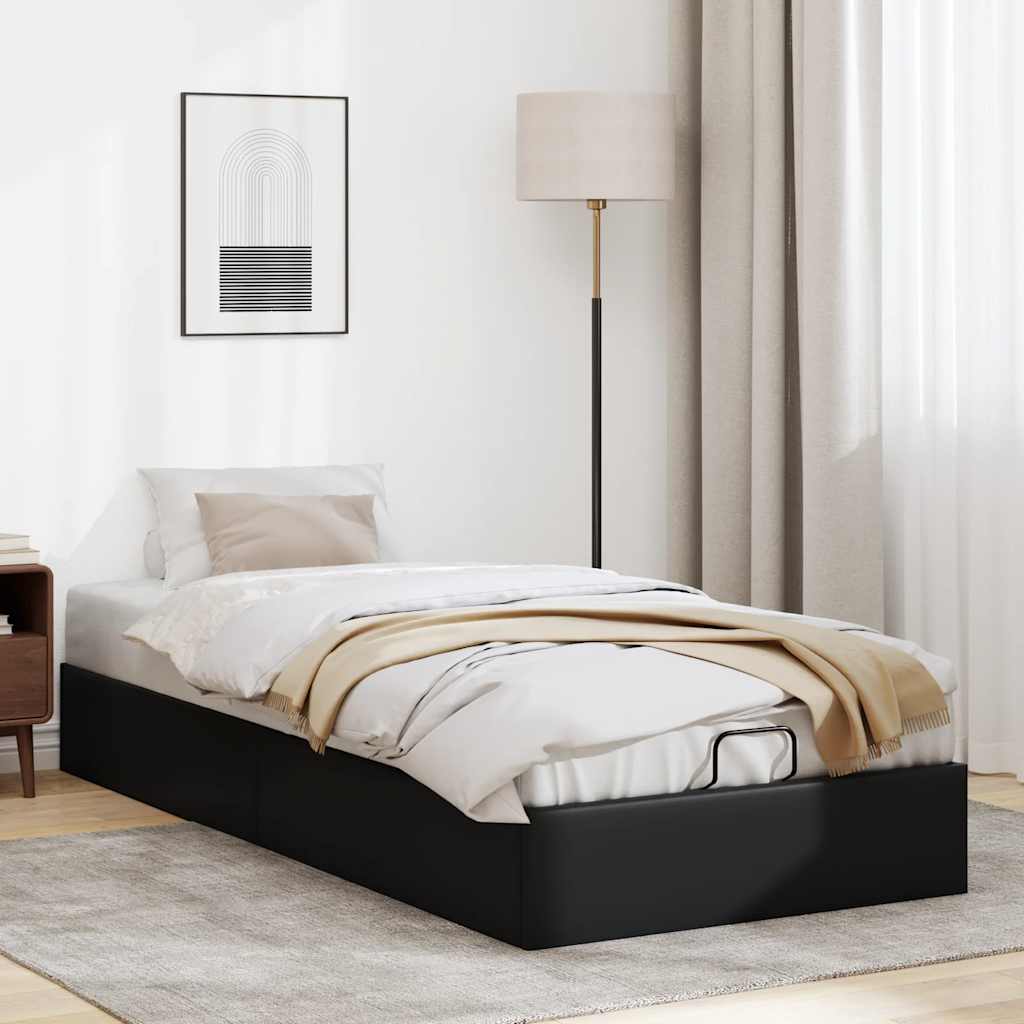 vidaXL Bedframe zonder matras 90x190 cm kunstleer zwart, foto 2