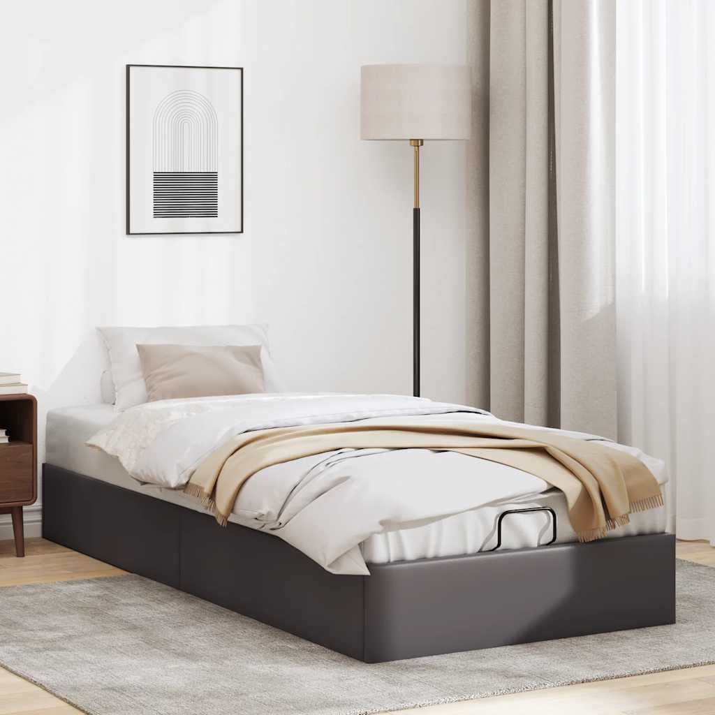 vidaXL Bedframe zonder matras 90x200 cm kunstleer grijs afbeelding