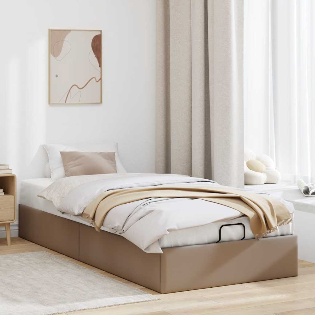 vidaXL Bedframe zonder matras 90x200 cm kunstleer cappuccinokleurig afbeelding