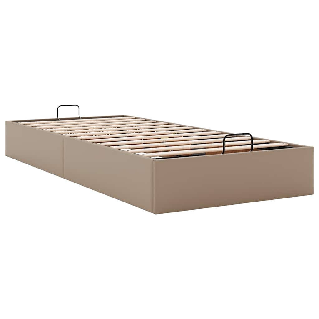 vidaXL Bedframe zonder matras 90x200 cm kunstleer cappuccinokleurig bruin, foto 4