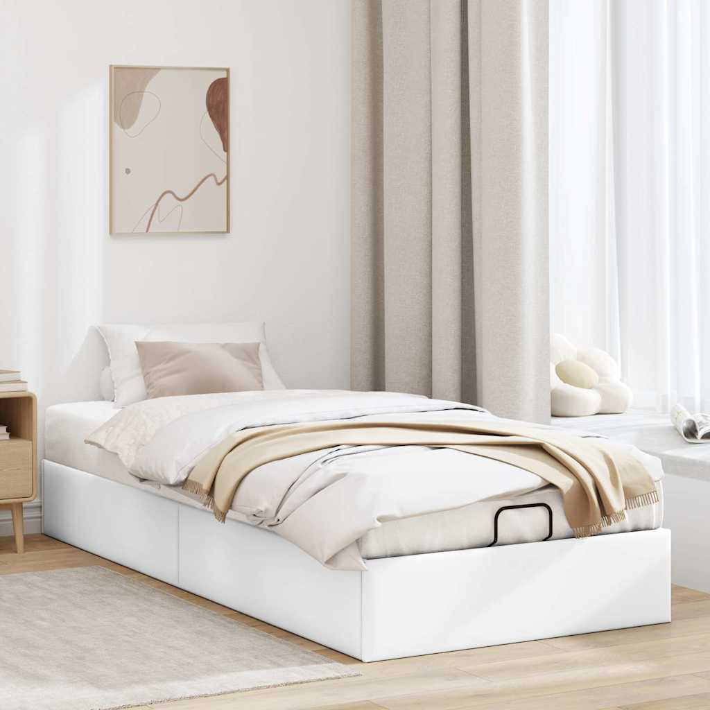 vidaXL Bedframe zonder matras 100x200 cm kunstleer wit, foto 2