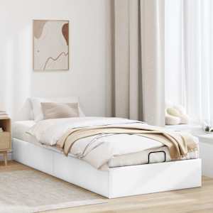 Osmanský rám postele bez matrace bílý 100x200 cm umělá kůže - obrázek 3