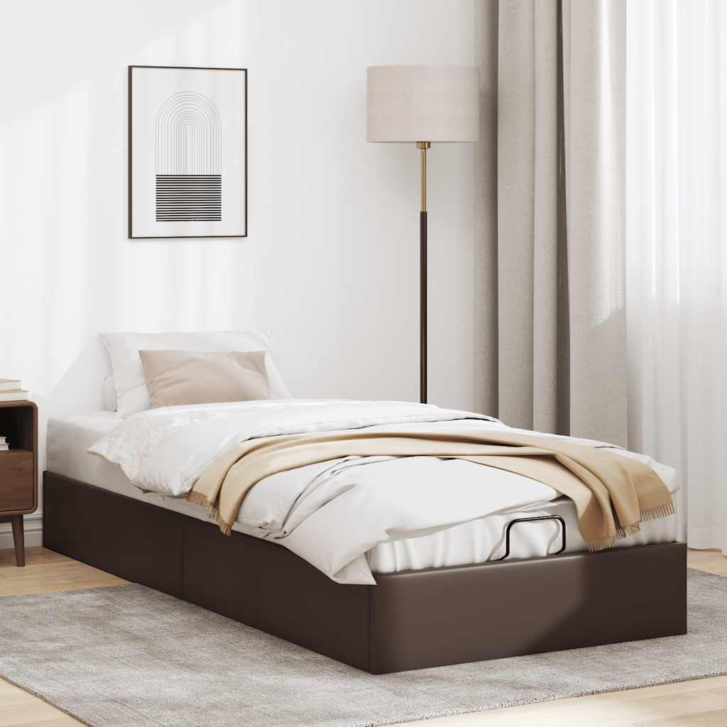 Ottoman-Bett ohne Matratze Braun 100×200 cm Kunstleder