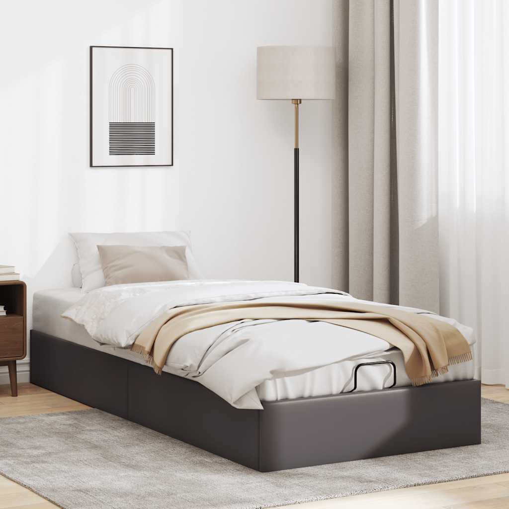 Ottoman-Bett ohne Matratze Grau 100×200 cm Kunstleder