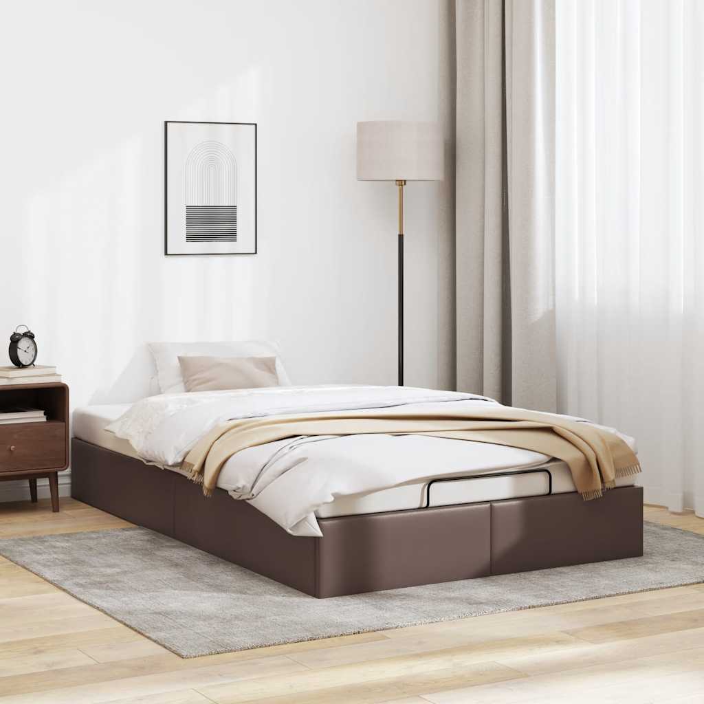 vidaXL Bedframe zonder matras 120x190 cm kunstleer bruin afbeelding