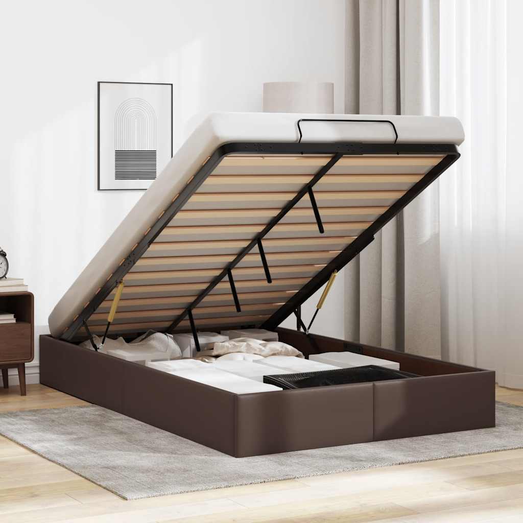 vidaXL Ottoman-Bett ohne Matratze Braun 120x190 cm Kunstleder