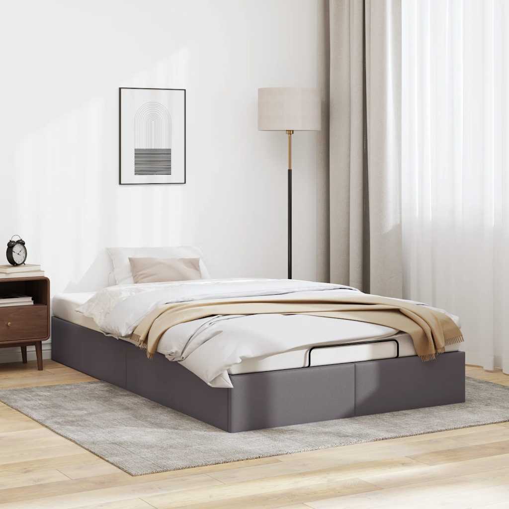 Ottoman-Bett ohne Matratze Grau 120×190 cm Kunstleder