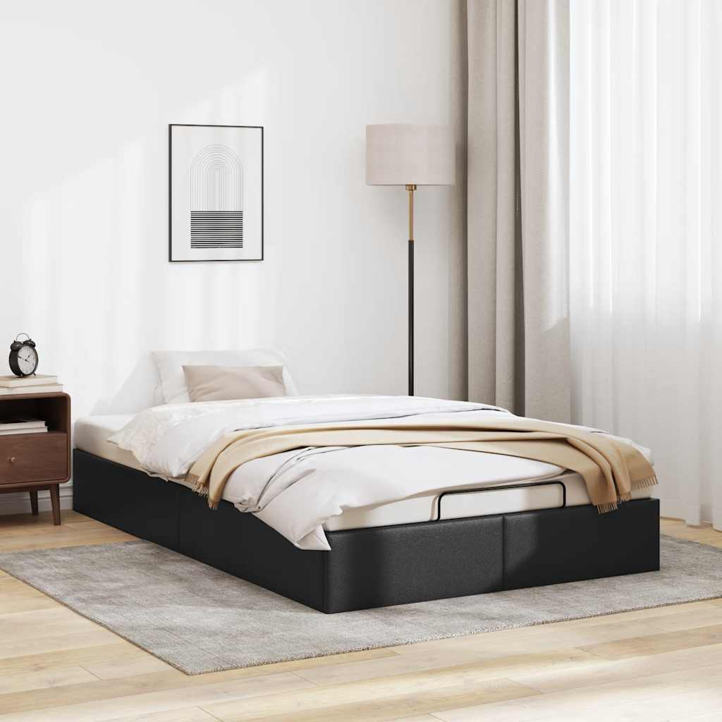 vidaXL Ottomán ágykeret matrac nélkül fekete 120x200 cm műbőr