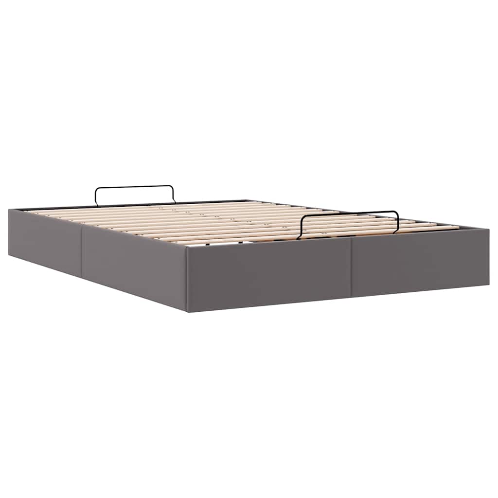 vidaXL Bedframe zonder matras 140x190 cm kunstleer grijs, foto 4