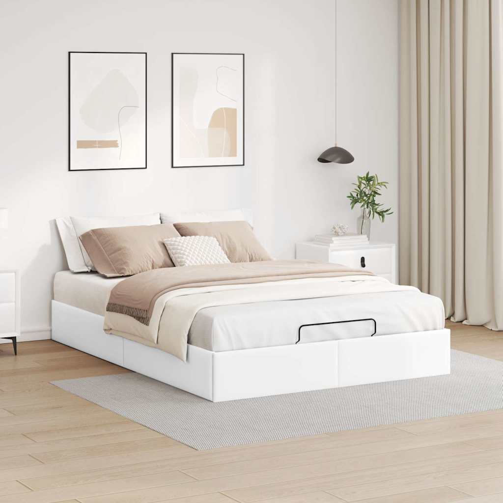 vidaXL Bedframe zonder matras 140x200 cm kunstleer wit, foto 2
