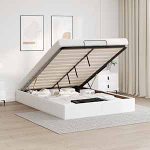 Otomanski posteljni okvir brez vzmetnice bel 140x200 cm