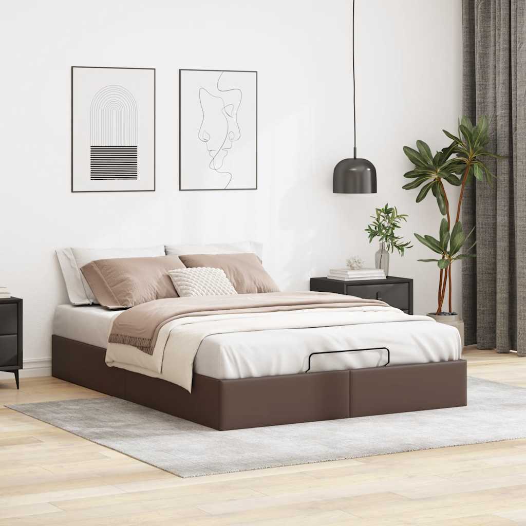 Ottoman-Bett ohne Matratze Braun 140×200 cm Kunstleder