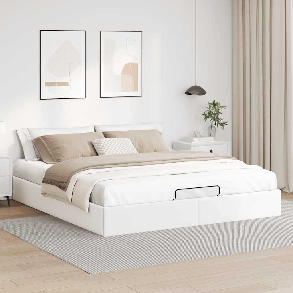 vidaXL Bedframe zonder matras 160x200 cm kunstleer wit, foto 2