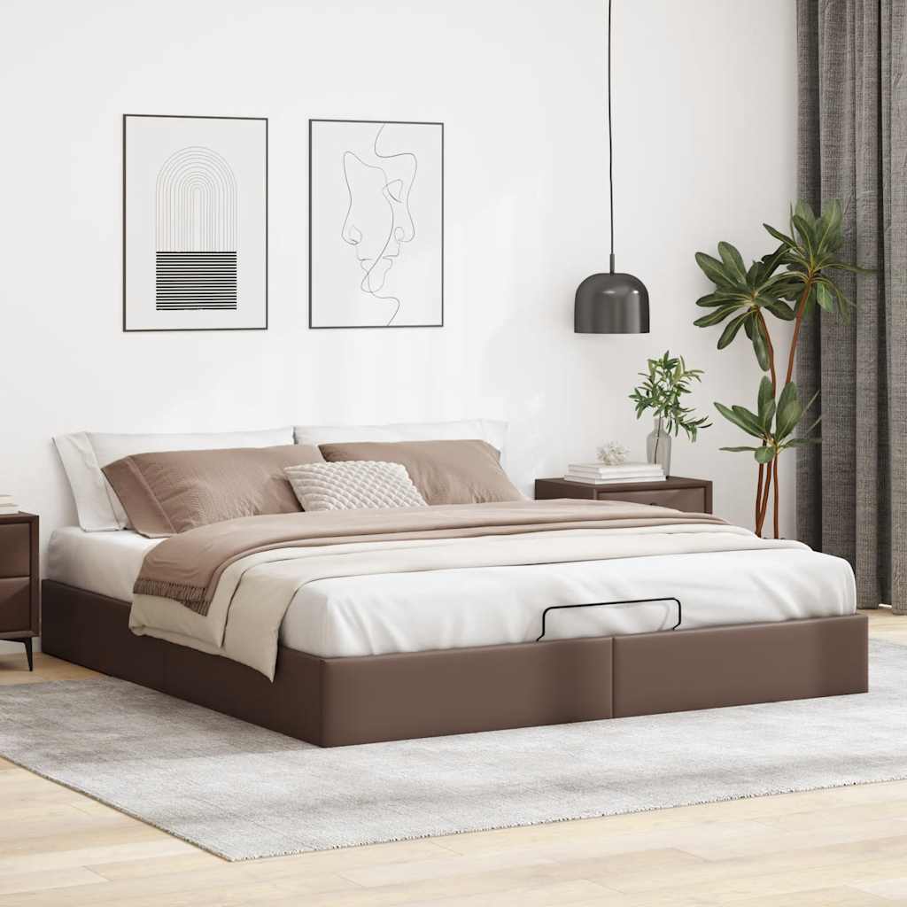 Ottoman-Bett ohne Matratze Braun 160×200 cm Kunstleder