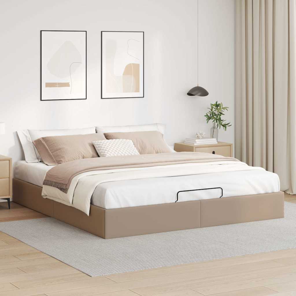 vidaXL Bedframe zonder matras 160x200 cm kunstleer cappuccinokleurig bruin, foto 2