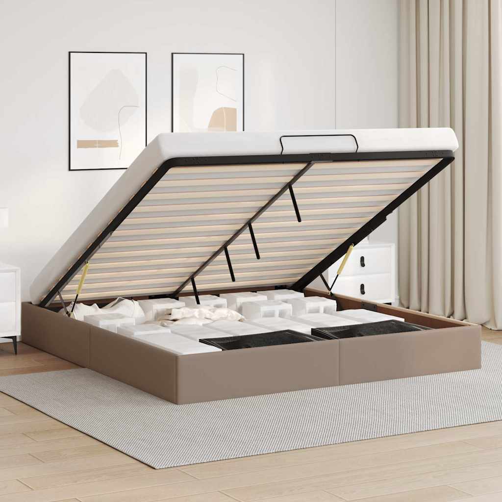vidaXL osmannisk sengeramme uden madras 160x200cm kunstlæder cappucino
