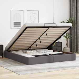 Otomanski posteljni okvir brez vzmetnice siv 180x200 cm