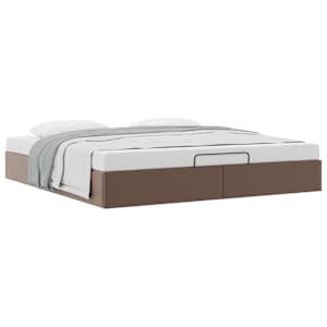 Osmanský rám postele bez matrace hnědý 200x200 cm umělá kůže - obrázek 5