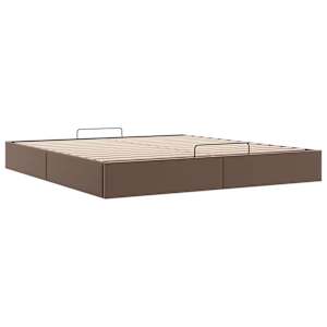 Osmanský rám postele bez matrace hnědý 200x200 cm umělá kůže - obrázek 6