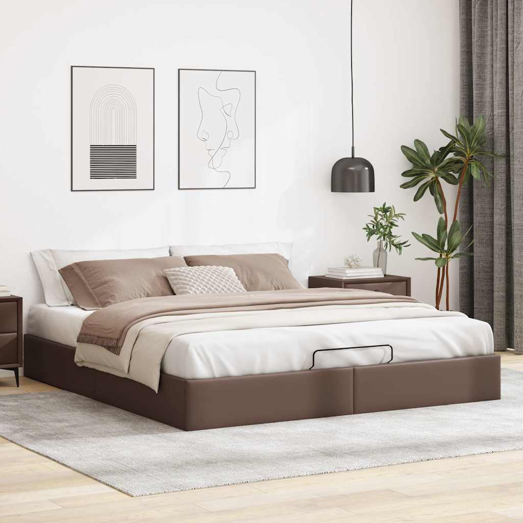 Ottoman-Bett ohne Matratze Braun 200×200 cm Kunstleder