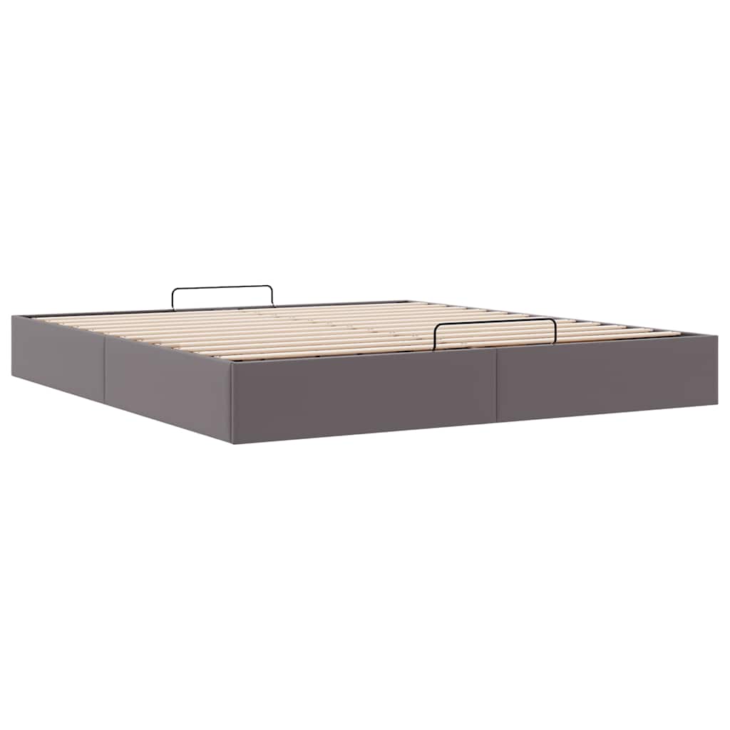vidaXL Bedframe zonder matras 200x200 cm kunstleer grijs, foto 4