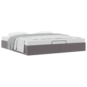 Osmanský rám postele bez matrace šedá 200x200 cm umělá kůže - obrázek 5