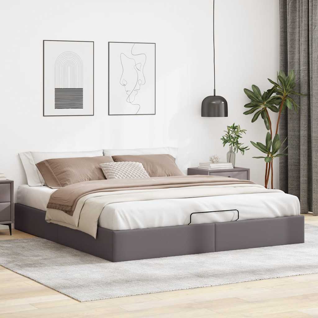 Ottoman-Bett ohne Matratze Grau 200×200 cm Kunstleder