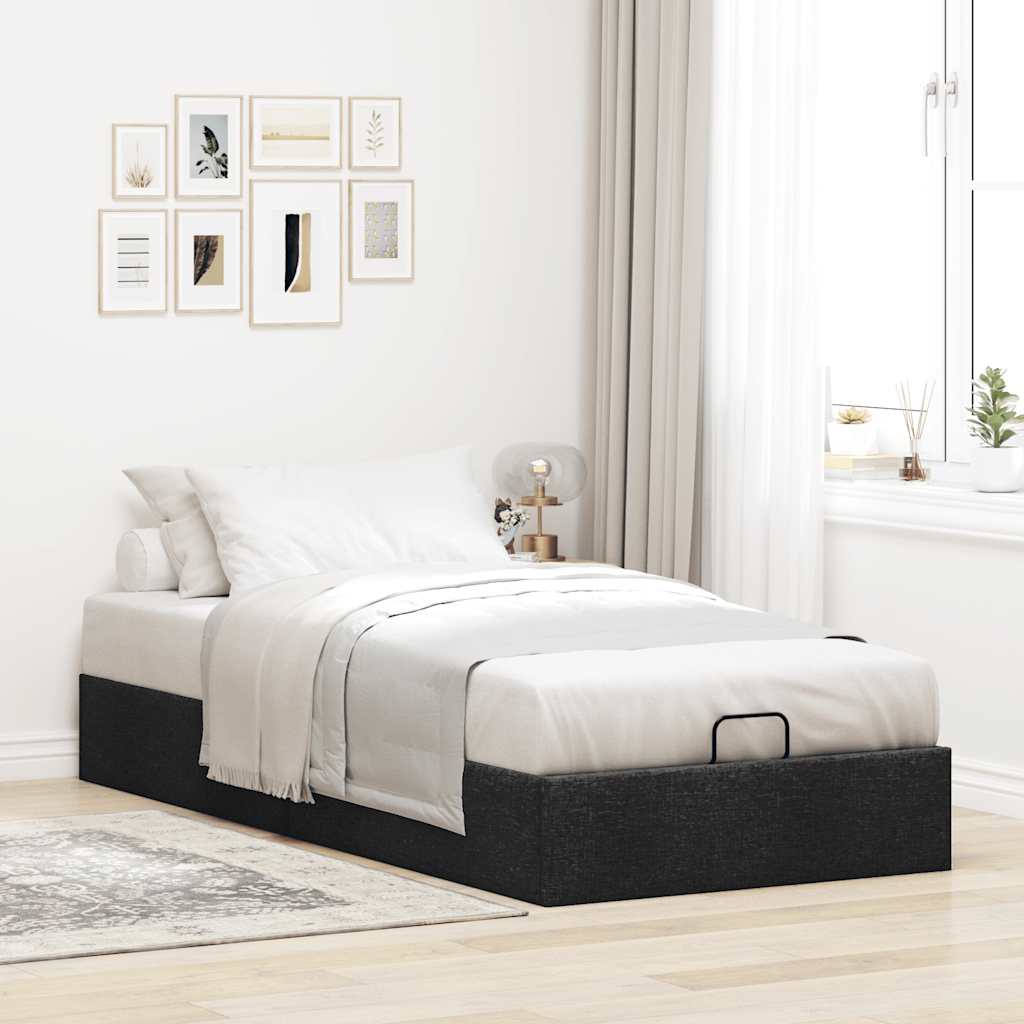 Ottoman-Bett ohne Matratze Schwarz 80×200 cm Stoff