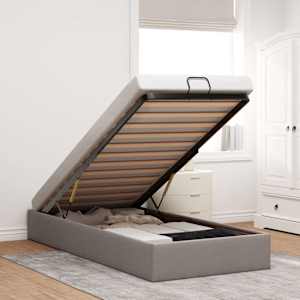 Otomanski posteljni okvir brez vzmetnice taupe 80x200 cm blago