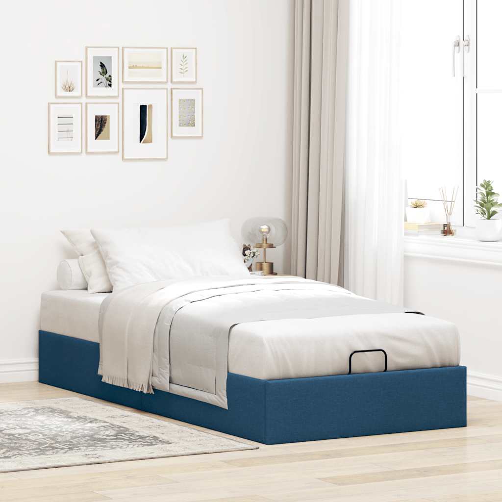 Ottoman-Bett ohne Matratze Blau 80×200 cm Stoff